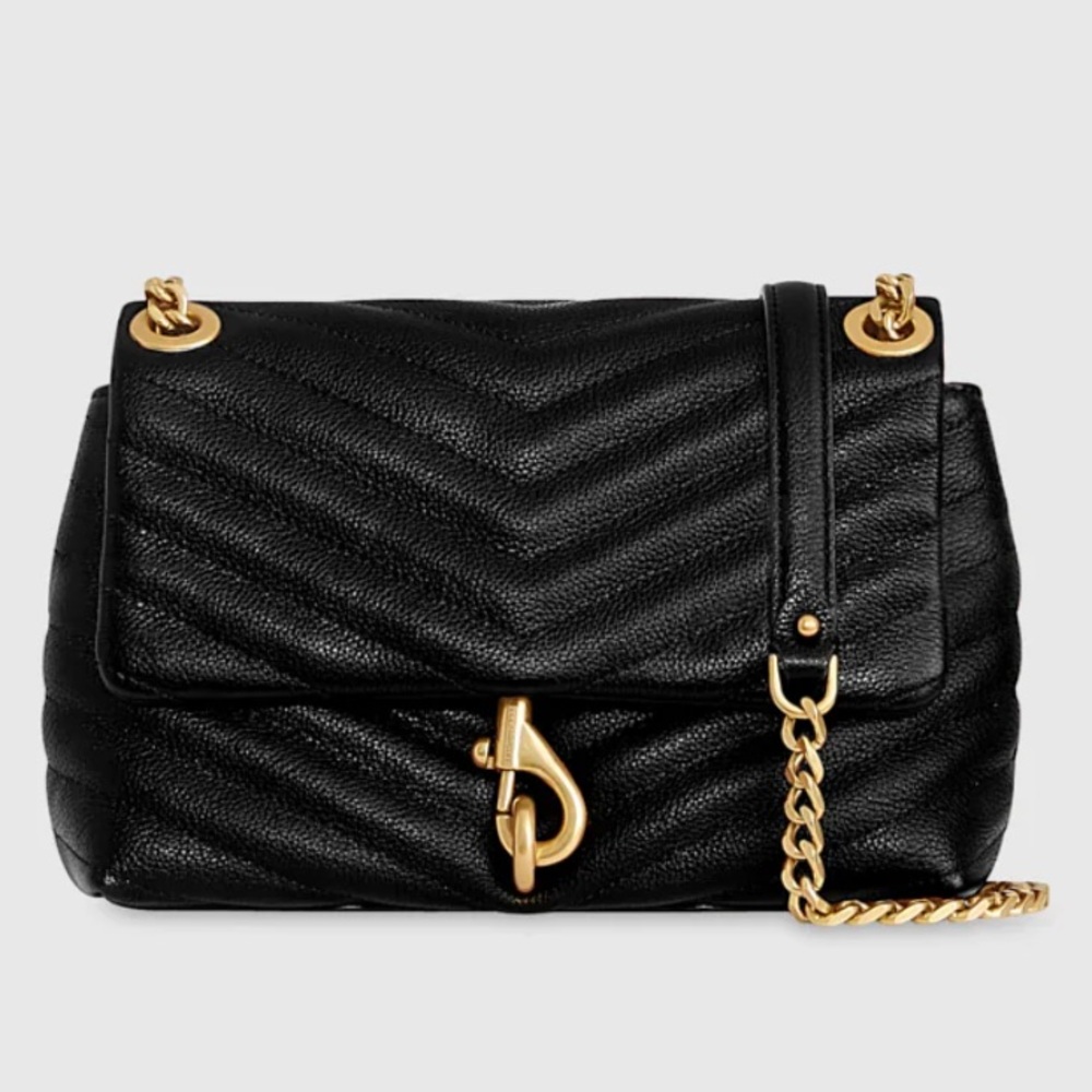 Rebecca Minkoff Edie Crossbody Leather Black and Gold bag